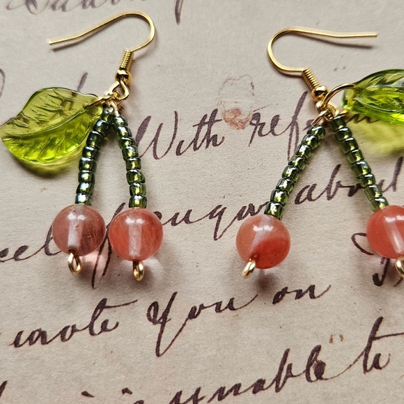Cherry Quartz Earrings - Picture 2 of 6